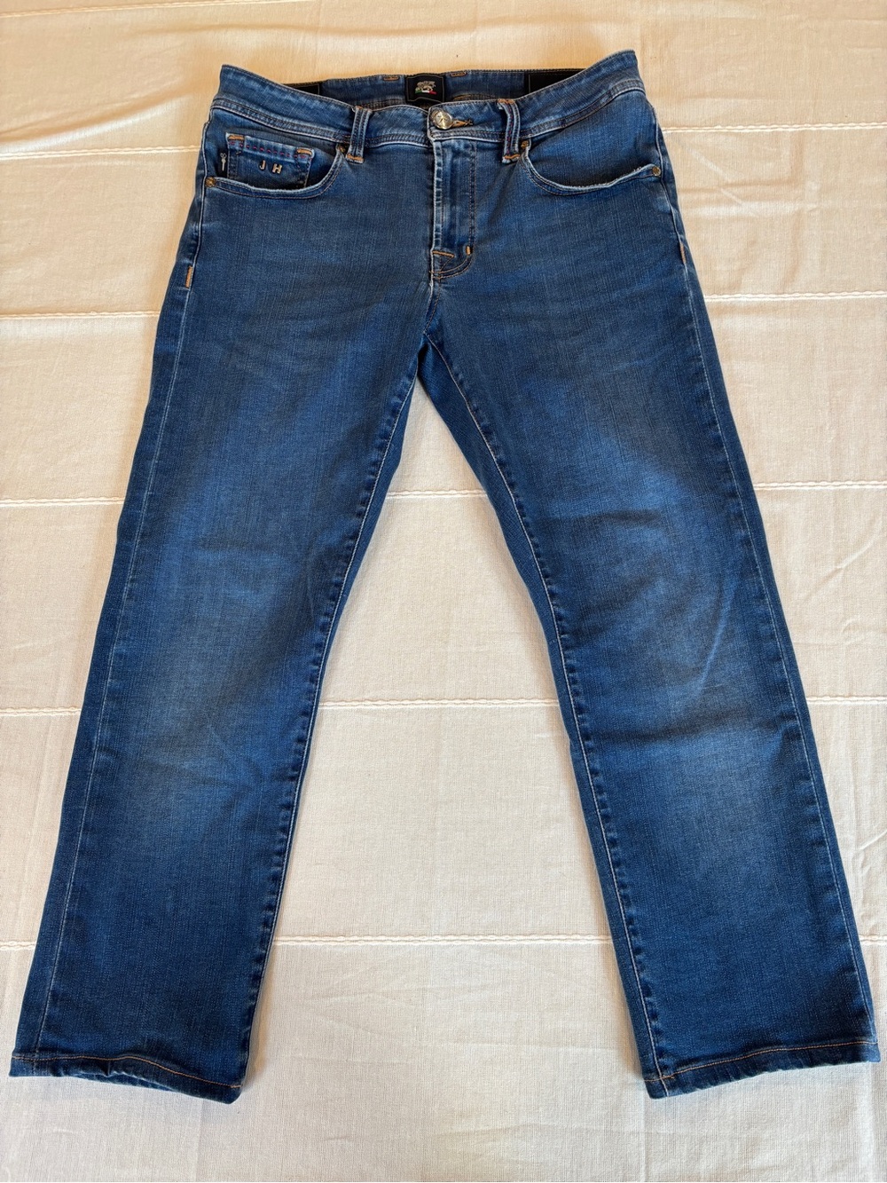 Tramarossa Michelangelo Zip Stretch Jeans 32x26 Italy Luxury Designer Blue Denim